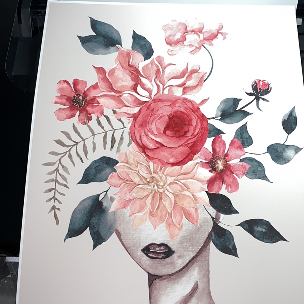 Watercolor Floral Woman Portrait Wall Art Illustration Print Poster Unframed - Picture 10 of 17